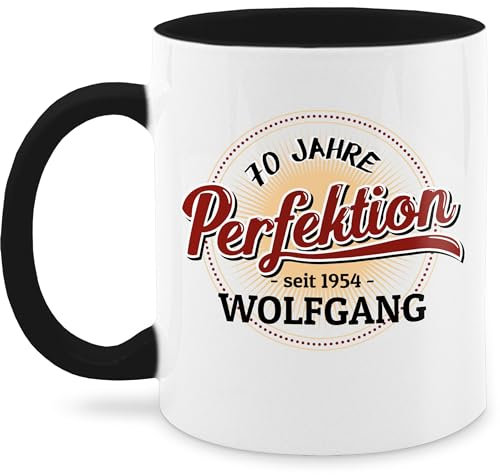 Tasse Tassen 325ml - 70. Geburtstag - 70 Jahre Perfektion - seit 1955-325 ml - Schwarz - geschenke zum spruch 70.geburtstag 1952 haferl für männer ab name 70sten 1953 teetasse frauen