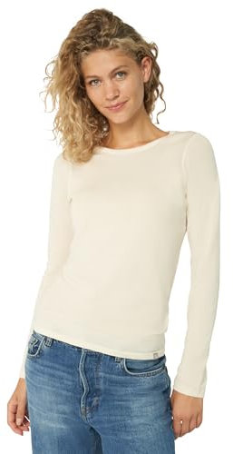 DANISH ENDURANCE Thermal Tops Womens, Merino Wool Base Layer Womens, Thermal Long Sleeve Shirt for Winter, Off-White, S