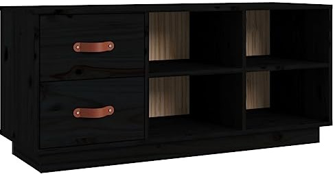 vidaXL Shoe Bench Black 100x34x45 cm Solid Wood Pine
