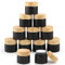 Lot de 12 pots vides rechargeables en verre dépoli noir de 10 g pour cosmétiques, lotion, crème