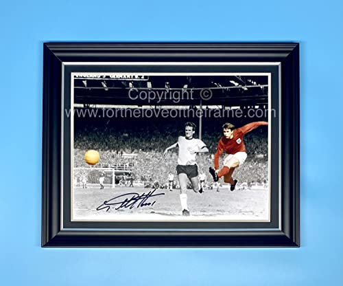 Geoff Hurst Hand Signed Autograph England 1966 World Cup Final Goal Football Soccer Memorabilia Photo In Luxury Handmade Wooden Display & Certificates of Authenticity