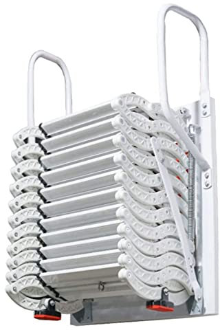 PAASHE Bodentreppe Aluminium-Loft-Leiter, tragbare Dachbodentreppe, an der Wand montiert, klappbar, herunterziehbare Dachbodenleiter für versteckte Teleskopleiter solide stabil