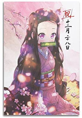 Anime Demon Slayer Kamado Nezuko Classics Art Poster Dekorative Malerei Leinwand Wandkunst Wohnzimmer Poster Schlafzimmer Malerei 12x18inch(30x45cm)