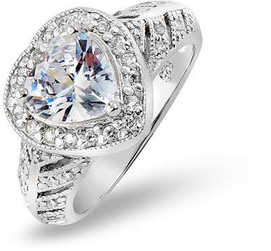 Eleganter Damen Ring in herzform aus 925 Sterling Silber mit Zirkonia Stein (Diamant Optik) in edler Geschenkbox - Paris (56)