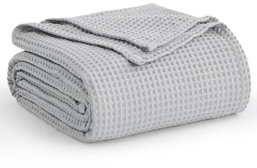 Aisbo Dünne Decke Sommer Hellgrau - Waffelpique Sommerdecke Leichte Decke 230x270 cm als Sofadecke Couchdecke, Weich Kuschelige Wohndecke Wohnzimmer, Couch Bett Flauschig Riesen Decke Überwurf