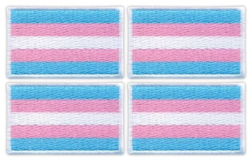 Set mit 4 Transgender-Pride-Flaggen, zum Aufbügeln oder Heißsiegeln, bestickter Aufnäher/Abzeichen/Emblem