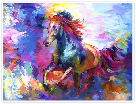 Posterlounge Farbenfrohes Pferd Poster | 40 x 30 cm von Leon Devenice Bunt Wandbilder Wanddeko