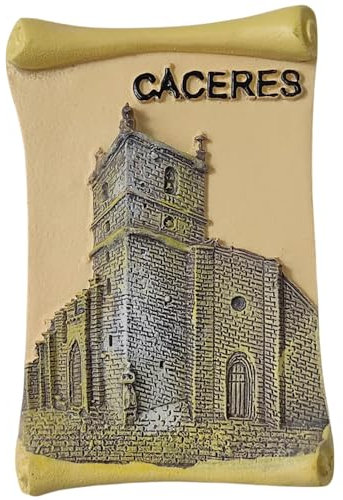 Imán para nevera Cáceres, España, recuerdo 3D, decoración de nevera, calcomanía magnética para decoración de nevera, colección artesanal