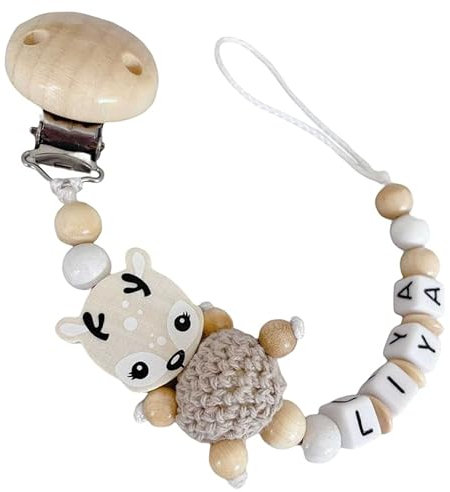 personalisierte gestaltetes Babygeschenk mit Namen für Mädchen oder Junge Baby Geschenk personalisiert zur Geburt & Taufe Große Farbauswahl Reh (Sand)