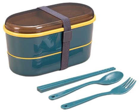 ISAKEN Bento Box Giapponese Lunch Box 2-Strati Lunch Box per Bambini e Adulti Porta Pranzo con Posate Schiscetta Pranzo con 2 Scomparti per Lavoro Picnic Ufficio
