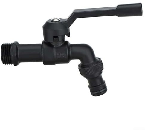 Zoegneer Solución de riego para exteriores, grifo de manguera de jardín de latón negro, salida doble, diseño anticongelante (una sola cabeza)