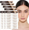 AWAVM 7 Blätter 4D Haarähnliche Wasserdichte Augenbrauen Tätowierungen Aufkleber Augenbrauen Transfer Aufkleber Pflege Formung Aufkleber im Bogenstil für Frauen, 77 Paare (Brown-03)