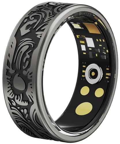 CNBRO Smart Ring Cardiofrequenzimetro Anello di sonno Fitness Tracker Pressione Sanguigna Contapassi Calorie Pedometro Impermeabile Salute Vintage Smart Anelli per Uomini Donne Unico Anillo