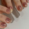 Glitter Nude Brown False Nails Short, SXVME Cat Eye Press on Nails Short Oval, Sparkly Shiny Fake Nails With Design, Cute Bling Short Almond Stick on Nails for Women Party Holiday Wear, 24 Pcs