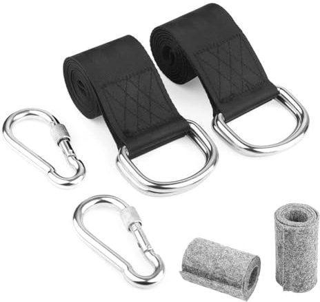 Booso 2-Teiliges 1,5 M Langes Hängeset für Baumschaukelgurte mit 2 Karabinern, Verlängerungsgurt mit Einer Stange und Schutzfolien