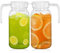 Lot de 2 pichets en plastique transparent de 1 litre avec couvercle, sans BPA, incassable, pour lait, jus, thé glacé, limonade