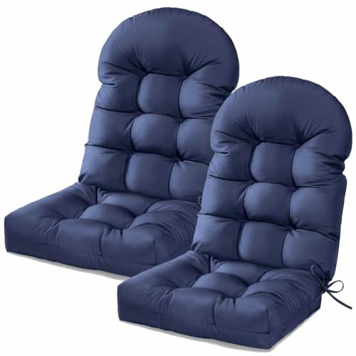 Hochrücken Adirondack Stuhlkissen, Adirondack Gartenstuhlauflagen Hochlehner, Hochlehner Auflage, wasserdichte Schaukelstuhlkissen, Terrassekissen für Möbel im Freien,Dark Blue,2 Piece