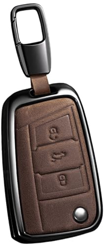 PEICHI Autoschlüssel Hülle für Golf 7 Schlüsselhülle Polo Seat | Leder Schlüsselhülle,Für Tiguan, MK7 Ateca 3-Tasten Schlüssel Hüll