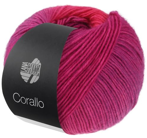LANA GROSSA Corallo | Edle Baumwoll-Netzgarnstruktur mit Merinofasern und dezentem Farbverlauf | Handstrickgarn aus 70% Baumwolle & 30% Schurwolle | 100g Wolle, Stricken & Häkeln | 105m Garn FB 4