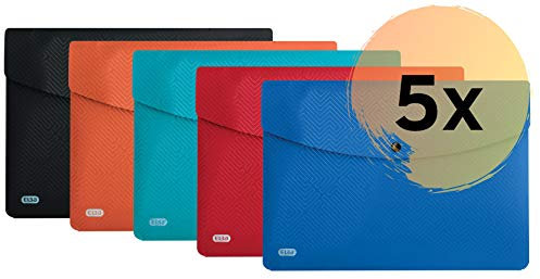 ELBA Urban Brieftaschen, 5er Pack, DIN A4, Kunststoff, farbig sortiert