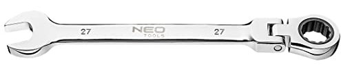 NEO TOOLS Gelenk-Ratschenschlüssel Gr. 8-32 mm CrV-Stahl | Gabelschlüssel Ringschlüssel Ratsche (Größe 27 mm)