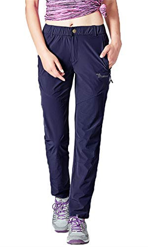 donhobo Damen Outdoor Wanderhose Quick Dry Campinghose Ultraleichter Verschleißfester UV-Schutz Atmungsaktiv Trekkinghose Funktionshose (Marine,M)