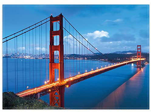 Wallario Rutschfester, Teppich mit Motiv - Fußmatte Golden Gate Bridge in San Francisco USA, Größe 50 x 70 cm - flachgewebt