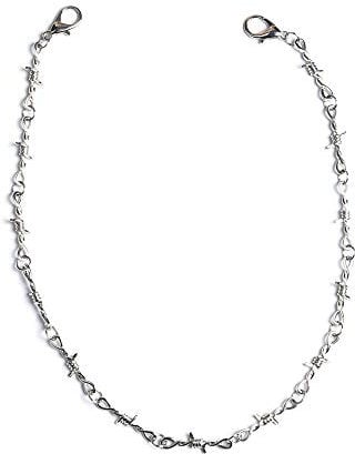 KESOCORAY Punk Gothic Thorns Metal Barbed Wire Chain Necklace Bracelet Silver Jewelry for Men Women, Metal, No Gemstone