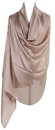 PB-SOAR Damen Glänzend Einfarbiger Schal Seidenschal Halstuch Stola 180 x 100cm, glatt und leicht, 18 Farben auswählbar (Hell Braun)