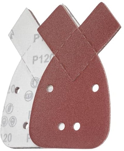 YoiYee 120 Grit Mouse Sanding Sheet, 4 Holes Hook & Loop Fastening Sandpaper, Back Sand Paper Pad, 2 Replacement Tips, for Black and Decker Detail Palm Sander, 140 x 95 mm, Red, 10pcs