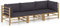 vidaXL Gartenmöbel 3-TLG. mit Dunkelgrauen Kissen Garten Garnitur Sitzgruppe Sofa Gartensofa Gartenset Sitzgarnitur Lounge Mittelsofa Ecksofa Bambus