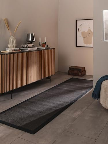 benuta Nest Sisal Naturfaser Teppich Sana - Schwarz 70x300 cm - Robuster Teppich für Esszimmer & Wohnzimmer - 100% Sisal Naturfaser - Zeitloses Design