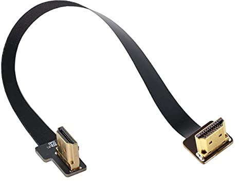 cablecc CYFPV - Cable plano dual de 90 grados en ángulo recto HDMI tipo A macho a macho HDTV FPC para FPV HDTV Multicopter fotografía aérea 30 cm
