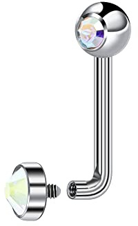 BLISI 14G Solid Titanium Christina Piercing Barbell VCH Ring Bar Genital Jewelry Vertical Hood (Crystal Aurore Boreale-USA)