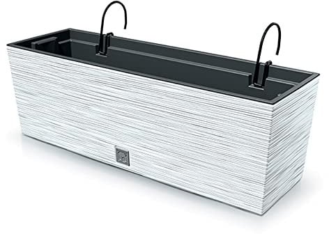Pot de fleurs avec reserve d´eau, supports de fixation 12L blanc- FURU
