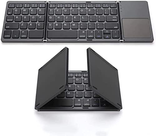 New Foldable Bluetooth Keyboard, Pocket Size Portable Mini BT Wireless Keyboard with Touchpad for Android, Windows, PC, Tablet