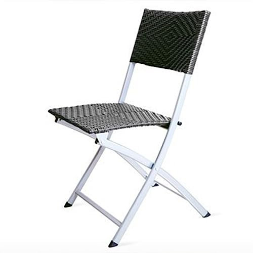 MMOU Sgabelli per sedersi su pieghevole con schienale sedia in rattan per cibo occidentale esterno tubo in acciaio ispessito, vernice antiruggine balcone esterno, ufficio, vita domestica