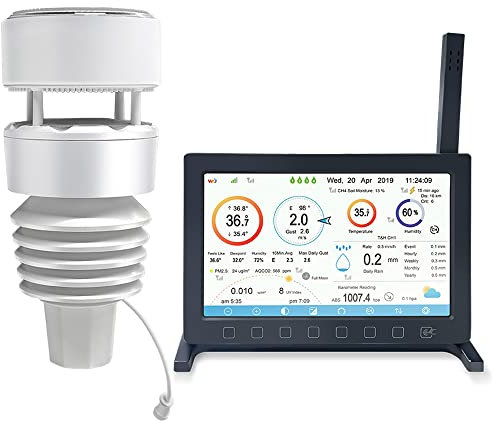 froggit HP2000 Station météo sans fil WiFi avec capteur extérieur ultrasonique sans fil 7 en 1 tactile