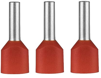 ERKO 100 Stück Doppel-Aderendhülsen, Aderquerschnitt 10 mm2 Länge 14 mm professionelle Kabelschuhe aus galvanisch verzinktem Kupfer mit Polyamidisolierung