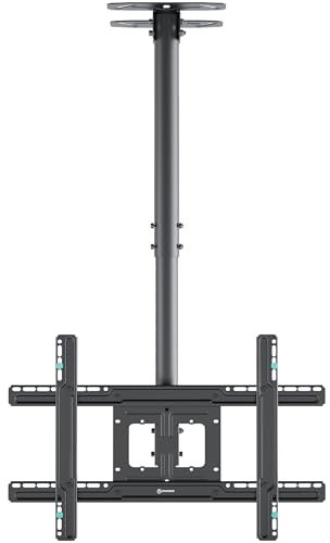 ONKRON Soporte Techo TV de 32 a 80 Pulgadas - Base para TV en Color Negro con Carga de hasta 68 kg - Soporte Television con MAX VESA 600x400 mm/Brazo Television Inclinable con Altura Regulable N2L-B