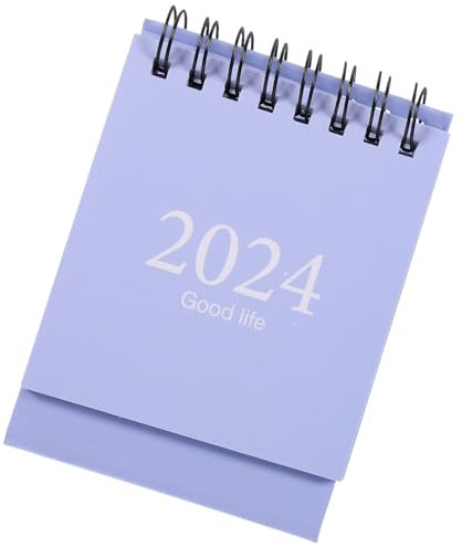 Alipis Mini-Tischkalender 2024 Büro-Monatskalender Englischer Kalender Kleiner Tagesplan-Spiralkalender 2023. 08–2024. 12, U139921W7G32X, Himmelblau