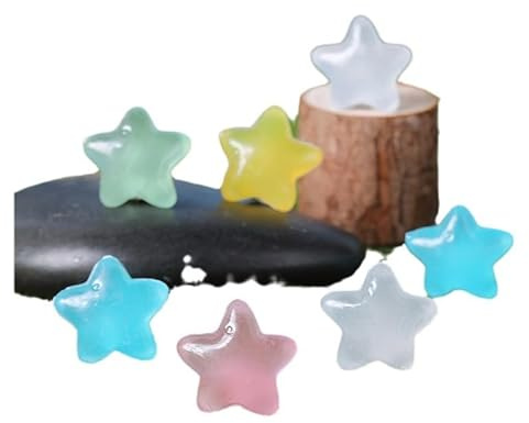 BeLongsYou Leuchtsteine Sternform Bunte Pflastersteine, Leuchtende Kieselsteine Glow in The Dark Für Garten Wege Dekoration Aquarium,Multi Colored,100pcs