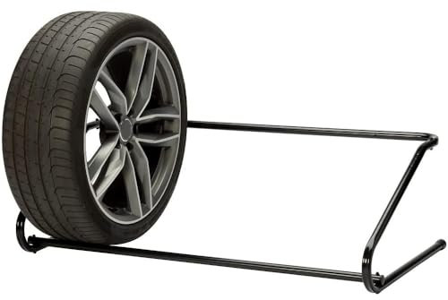 VIRSUS Portagomme a Parete di colore Nero, Misura 120x60x35 cm, Supporto in Metallo 1 Ripiano per Pneumatici, Fino a 4 Gomme, per Garage, Officine, Portata Max 100 kg -3437