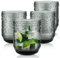 Joeyan Bicchiere Acqua Vetro Colorati, Set di 4, Grigio Bicchieri Impilabili da 360 ml Bicchiere con Fiore Moderni in Rilievo, per Succhi, Birra, Cocktail, Limonata, Succo Lavabile in Lavastoviglie