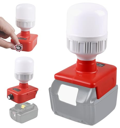 WIYETY Lampada a batteria per Einhell, batteria da 18 V, lampada da lavoro da 12 W, con lampadine E27, 350-1300 lm, lampada da cantiere, attrezzatura da campeggio per Einhell batteria da 18 V (senza