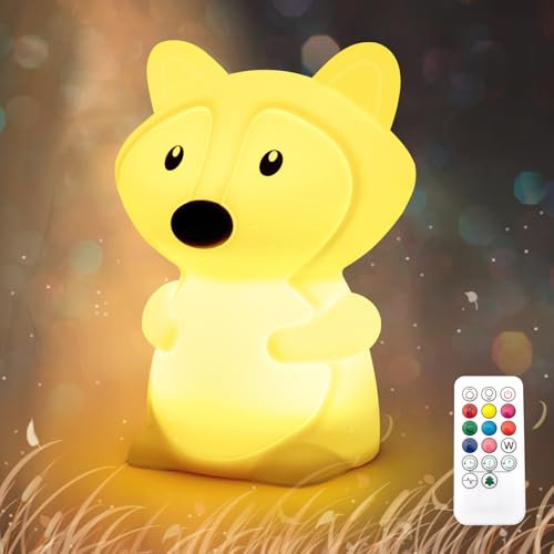 CHWARES Nachtlicht für Kinder, Fuchs Nachtlichter mit Fernbedienung, 7-Farbe Kawaii Lampe, Raum Dekor, USB wiederaufladbar, Nette Lampe Geschenke für Baby, Kinder, Kleinkinder, Teen Girl (06-fox)
