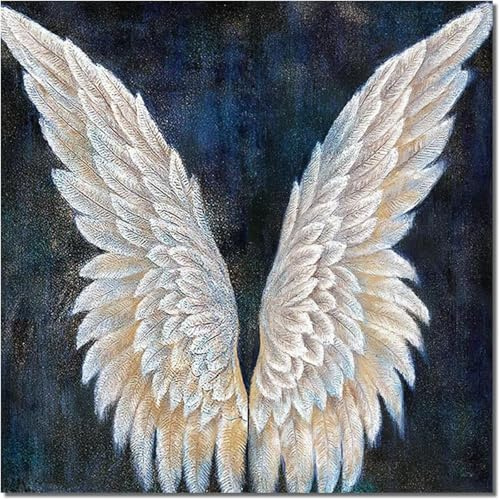 AWKFHF Abstrakte Engelsflügel-Feder Leinwand Bilder Kein Rahmen Malerei Poster Kunstdruck Wohnzimmer Schlafzimmer Wand Deko (80X80CM)