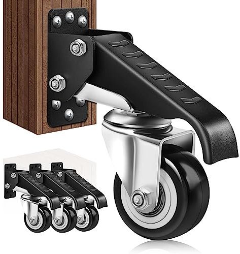 Yeabett Heavy Duty Castor Wheels 270KG, Retractable Casters Bench Caster Wheels Workbenches Tables and Equipments, Stepdown Casters 4 Pack