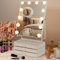 PULUOMIS Hollywood Vanity Mirror with Lights, 25x30cm Dressing Table Makeup Mirror with Jewellery Box, 12 LED Dimmable Bulbs, 3 Color Lighting, 360°Rotation, Touch Control