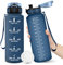 Botella Agua, 1500ML Libre de BPA, Botella Agua Gimnasio, Diseño de Cerradura a Prueba de Fugas, Botellas de Agua, Con Marca de Tiempo, Botellas de Agua Para Niños para Deportes, Camping - AzulMarino